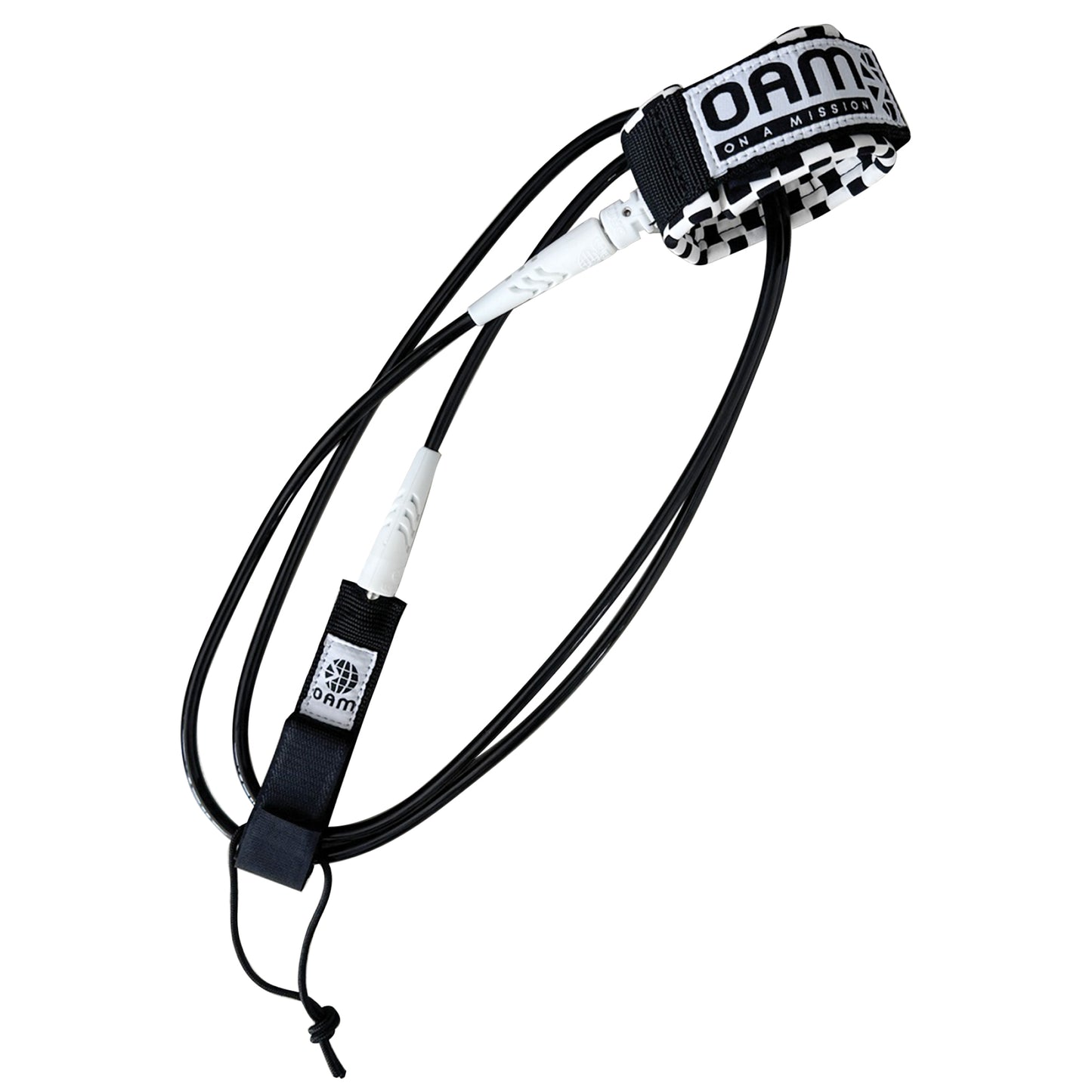 On A Mission 6 Foot Black White Checker Regular Surf Leash