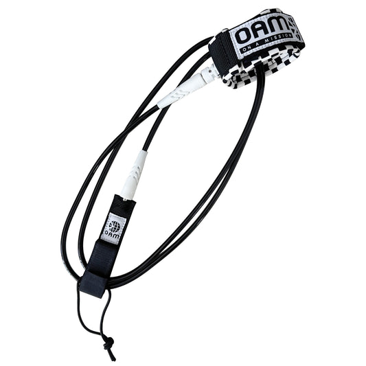 On A Mission 6 Foot Black White Checker Competition Surf Leash